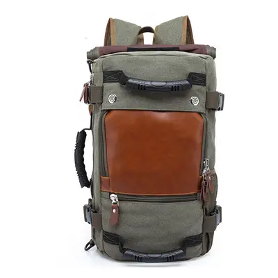 (vojensk zelen) Large Capacity Khaki Function Travel Canvas Backpack Male Waterproof Computer Ca