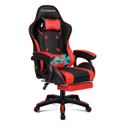 (Black & Red) ELFORDSON Gaming Office Chair Racing Massage Computer Footrest