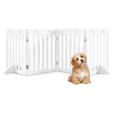 4 - Panel Dog Gate Step Over Dog Barrier Folding with Removable Feet