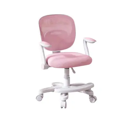 (Pink) Ergonomic Rolling Adjustable Kids Children Teens Swivel Chair Armrest Foot Rest In Colour