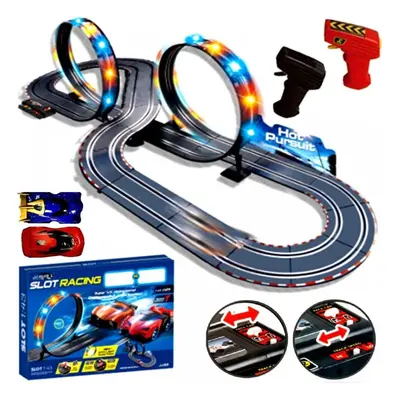 Large Remote Control Light Up Slot Car Racing Track Set Toy Game JJ83