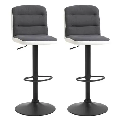 HOMCOM Bar stool Set of Adjustable Height Upholstered Dark Grey