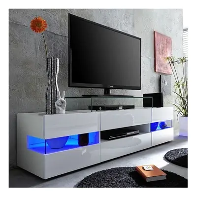 Kirsten High Gloss TV Stand In White With LED Lighting