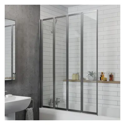 Bathroom Panel Folding Bath Shower Screen Chrome 1000mm Reversible 4mm Glass