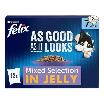 Felix As Good As It Looks 7+ Mixed Cat Food 12x100g, Pack of