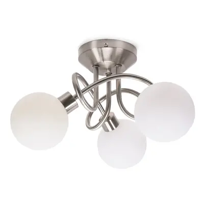 ValueLights Velika Chrome Way Opaque Flush Ceiling Light with Bulbs