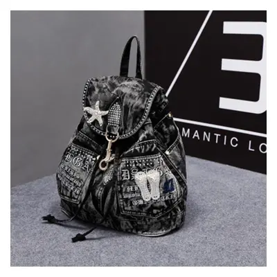 (black) Luxury Denim Women Backpack High Quality Anti Theft Backpacks Female Casual Back Pack Ba