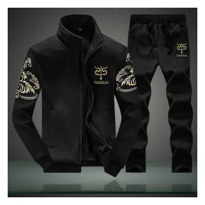 (black, XXXL) Men Set Fashion Sporting Suit Sweatshirt +sweatpants Male Tracksuit Sets