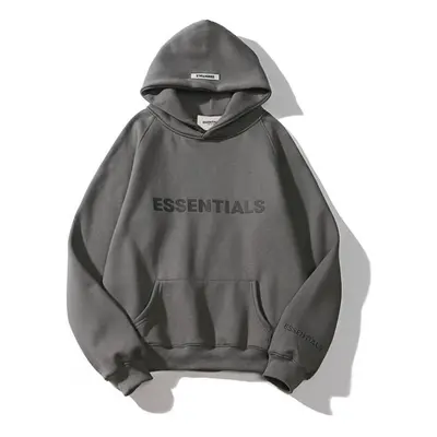 (S, grey) Essentials Thickening Hoodie Street Wear Silicone Logo Casual Loose Oversized Sports S