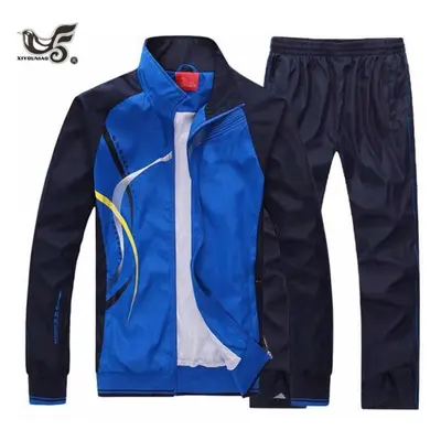 (blue, XXXXXL) Men &apos;s Set Spring Autumn Men Sportswear Set Sporting Suit Jacket +pant Sweat