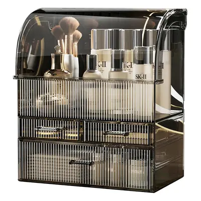 (Translucent Black) Storage Organizer Large Acrylic Cosmetic Organizer Rack Skin Care Display Ca