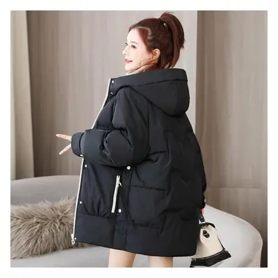 (black, XXL) Down Jacket Women&apos;s Mid Length Winter New Jacket Thickened Jacket