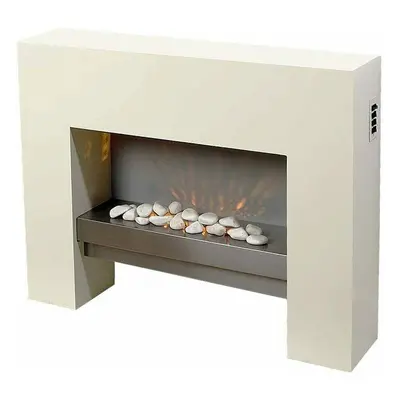 Electric Fireplace Fire Free Standing MDF White Surround Flicker Flame Living