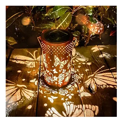 Butterfly Solar Outdoor Lanterns Hanging Solar Lights Outdoor Waterproof Garden Light, Metal Lan