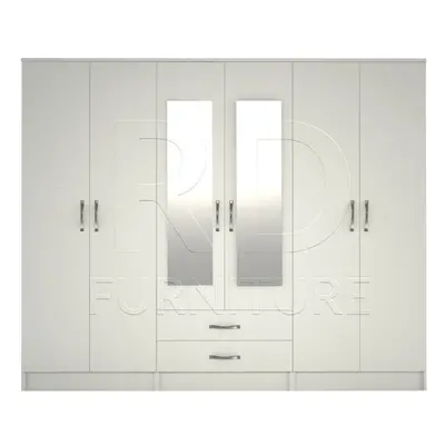 Ready assembled Classic Door Mirrored Wardrobe White