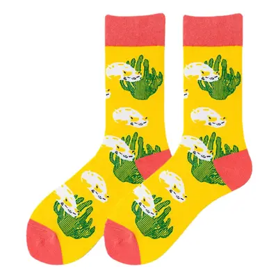 (Yellow) Unisex Animal Series Pattern Colourful Patchwork Color Cute Tube Socks