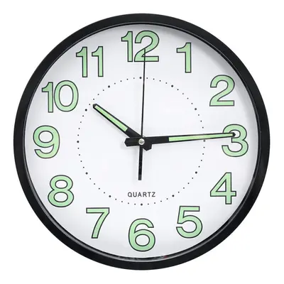 (Black) 12inch Wall Clock Silent Quartz Luminous Wall Night Clocks Black/White