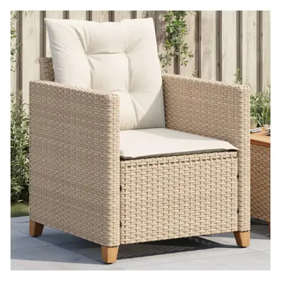 vidaXL Patio Chair with Cushions Beige Poly Rattan