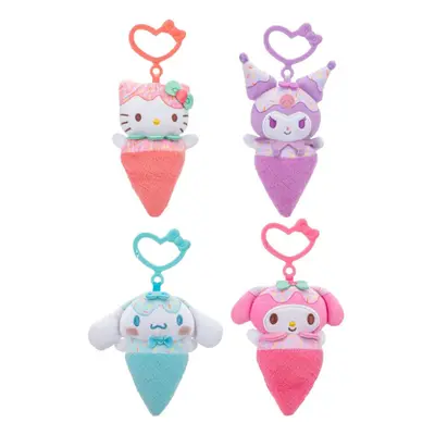 Hello Kitty and Friends 4-Pack Ice Cream Clip-On Plush Featuring Hello Kitty Kuromi My Melody an