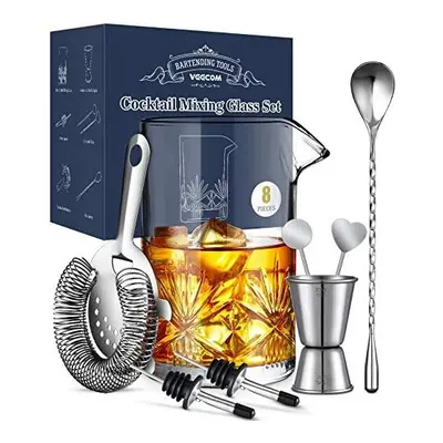 Cocktail Mixing Glass, veecom Piece Old Fashioned Cocktail Kit, 550ml Mixing Glass Mixer Cocktai