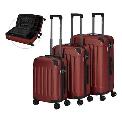 AREBOS Travel Suitcase Set Hard Case Trolley Suitcase Set S-M-L Set Red