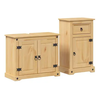 vidaXL Piece Bathroom Furniture Set Corona Solid Wood Pine bathroom cabinet