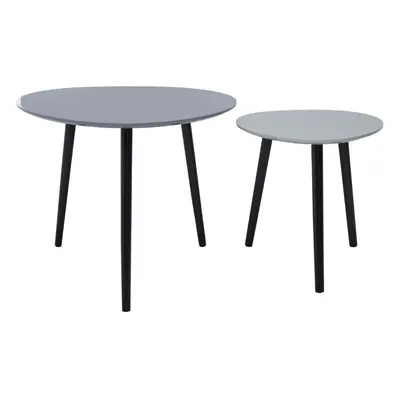 Grey Set of Nesting Tables, Triangular Nest of Tables with Three Legs, Sturdy Side Tables for Ho