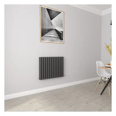 (Double 600x767mm, Anthracite) Designer Oval Column Radiator Central Heating