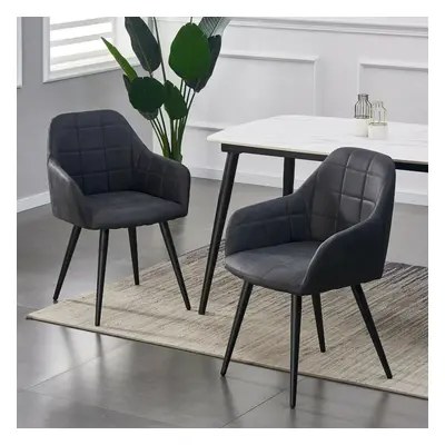 (Black) MCC Faux Matte Suede Leather Dining Chairs | Accent Chairs home & restaurants, Adrian 2x