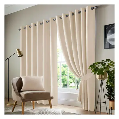 (Cream , 90" Width x 90" Drop - (228cm width x 228cm drop)) Insulated Blackout Curtains Ready Ma