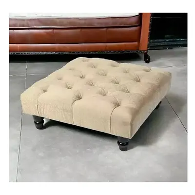 ((Mink)) Chesterfield Upholstered Stool Pouffe 50x50x25cm