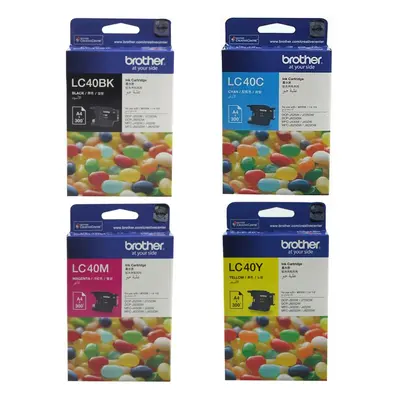 Brother LC-40 Black Cyan Magenta Yellow Ink Cartridge LC40 Value Pack