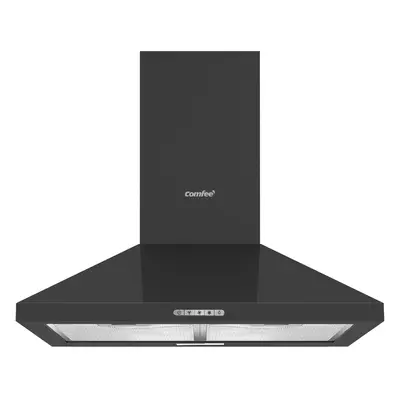 (60cm Black Hood) cm Chimney Cooker Hood Stainless Steel Extractor Hood with LED and Recirculati