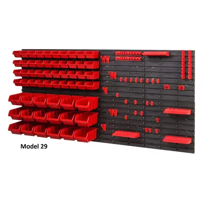 (Model 29) Wall Mounted Tool Rack Peg Board with Storage Bins