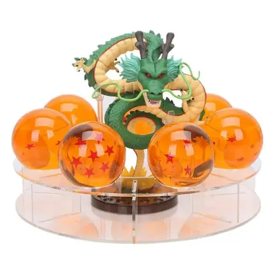 (as the picture) Resin Shenron Figure Shenlong Statue Set Crystal Balls Shelf With Gift Boxfor B