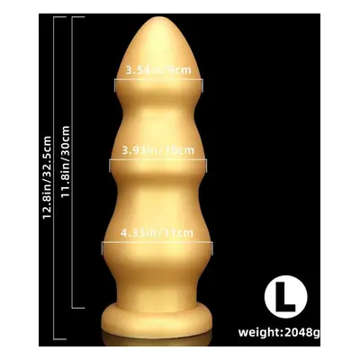 (gold, L) Huge Anal Plug Super Soft Silicone Dildo Anal Plug Anal Beads Prostate Massage Big But