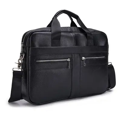 (black, 40cm*10cm*30cm) Business Casual Men&apos;s Briefcase First Layer Cowhide Laptop Bag Men&