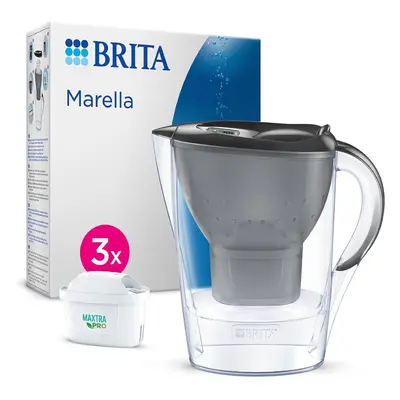 BRITA Marella Water Filter Jug Graphite Starter Pack incl.3x MAXTRA PRO cartridges fridge-fittin