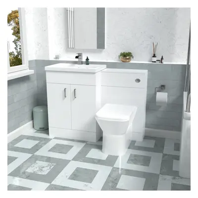 Nes Home 1100mm Freestanding White Basin Vanity Unit & Back To Wall Toilet