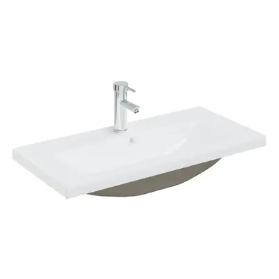 vidaXL Built-in Basin with Faucet 81x39x18 cm Ceramic White Bathroom Sink