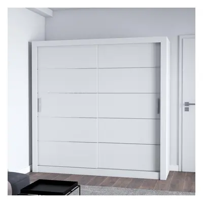 (203CM, WHITE) FH LEXUS Modern Sliding Door Wardrobe