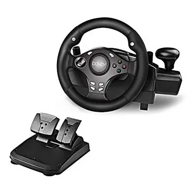 Steering Wheel, Degree Gaming Racing Wheel with Pedals and Shifter, Real Force Feedback PC Steer