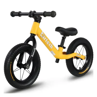 (Yellow) 12" Nylon Frame Balance Bike with Air Tires