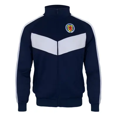 (Navy/White, XL) Scotland Mens Jacket Track Top Retro OFFICIAL Football Gift