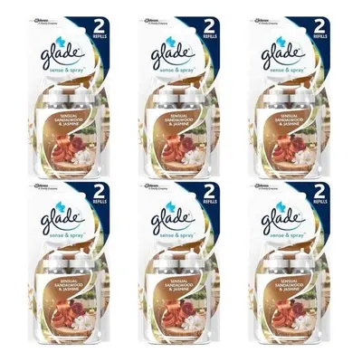 Glade Sense & Spray Twin Pack Sensual Sandalwood & Jasmine Refills, x 18ml (Pack of 6)