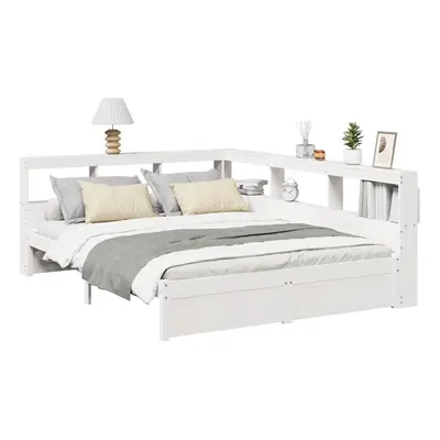 vidaXL Bookcase Bed without Mattress White 150x200 cm Solid Wood Pine bed