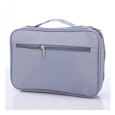 (Light Grey) Nylon Women Travel Cosmetic Bag Waterproof Makeup Tool Storage Finishing Handbag Or