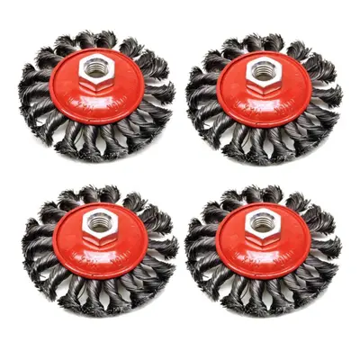 4pcs 100mm Round Polishing Wire Brush Wheels Remove Rust Steel Metal Brush For Angle Grinder TE2