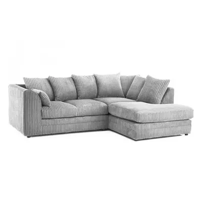 (Silver, Right Hand Corner ) Luxor Jumbo Cord Seater Corner Sofa