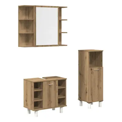 (artisan oak, piece) vidaXL Bathroom Furniture Set Vanity Unit Sink Unit Piece Engineered Wood